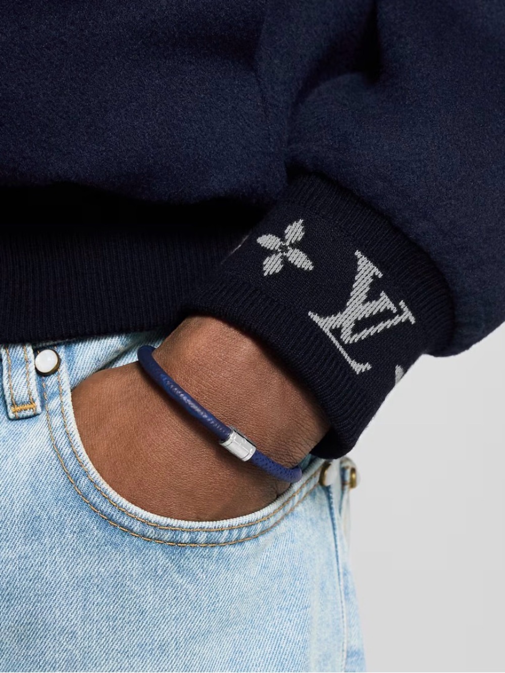🔥Louis VuittonTaigarama Split Bracelet 21 Blue Silver Hardware🔥